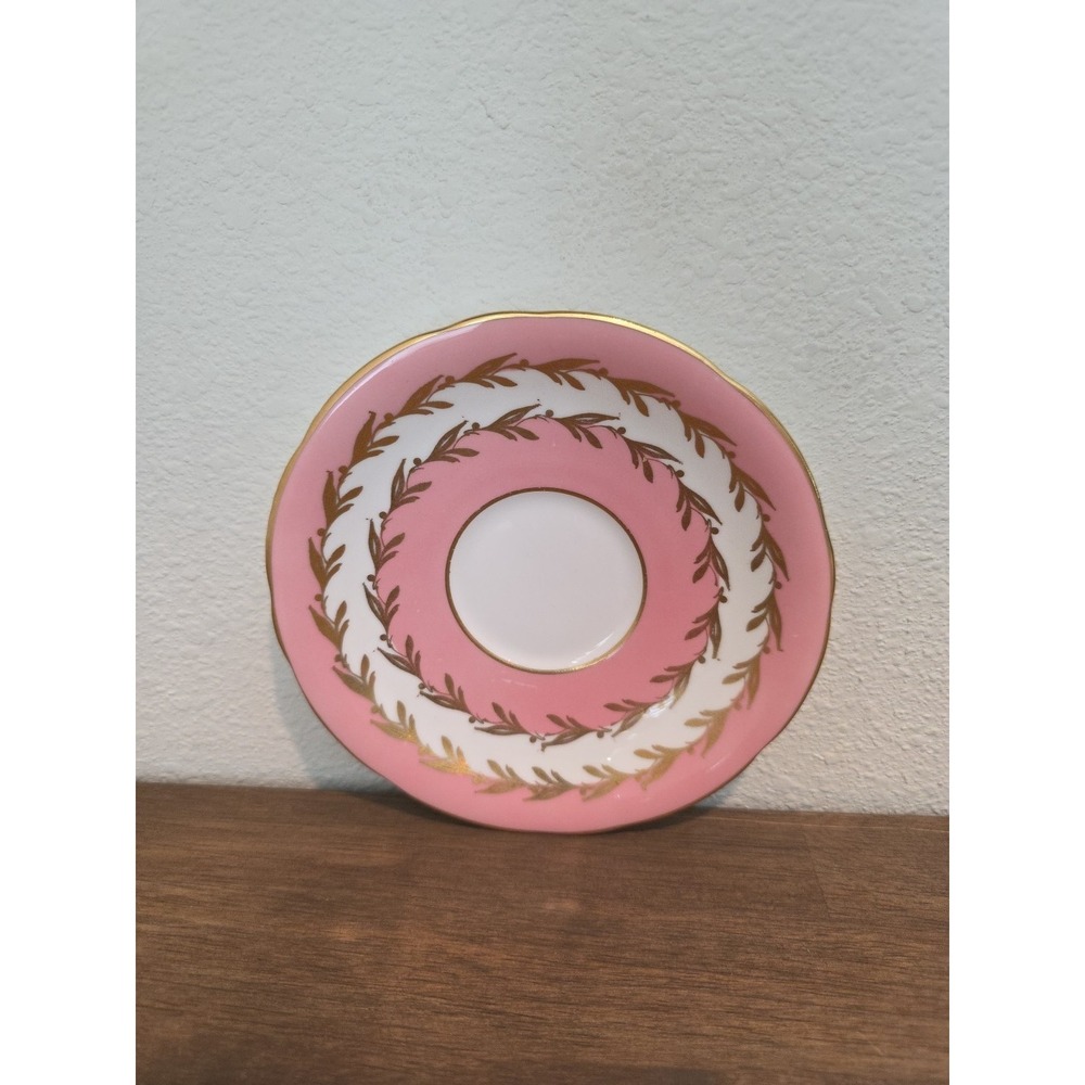 Vintage Aynsley Bone China Saucer Rose Pink White And Gold **Saucer Only**